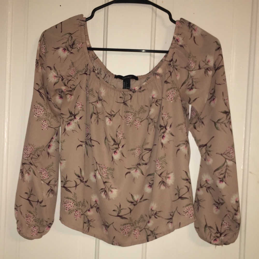 PINK FLORAL FOREVER 21 OFF THE SHOULDER TOP/BLOUSE
